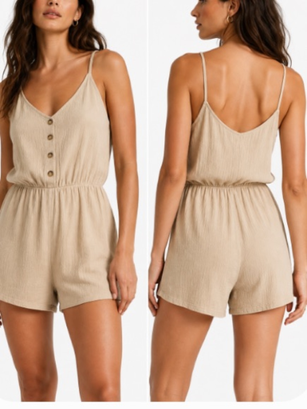 H&M Beige Button Front Romper